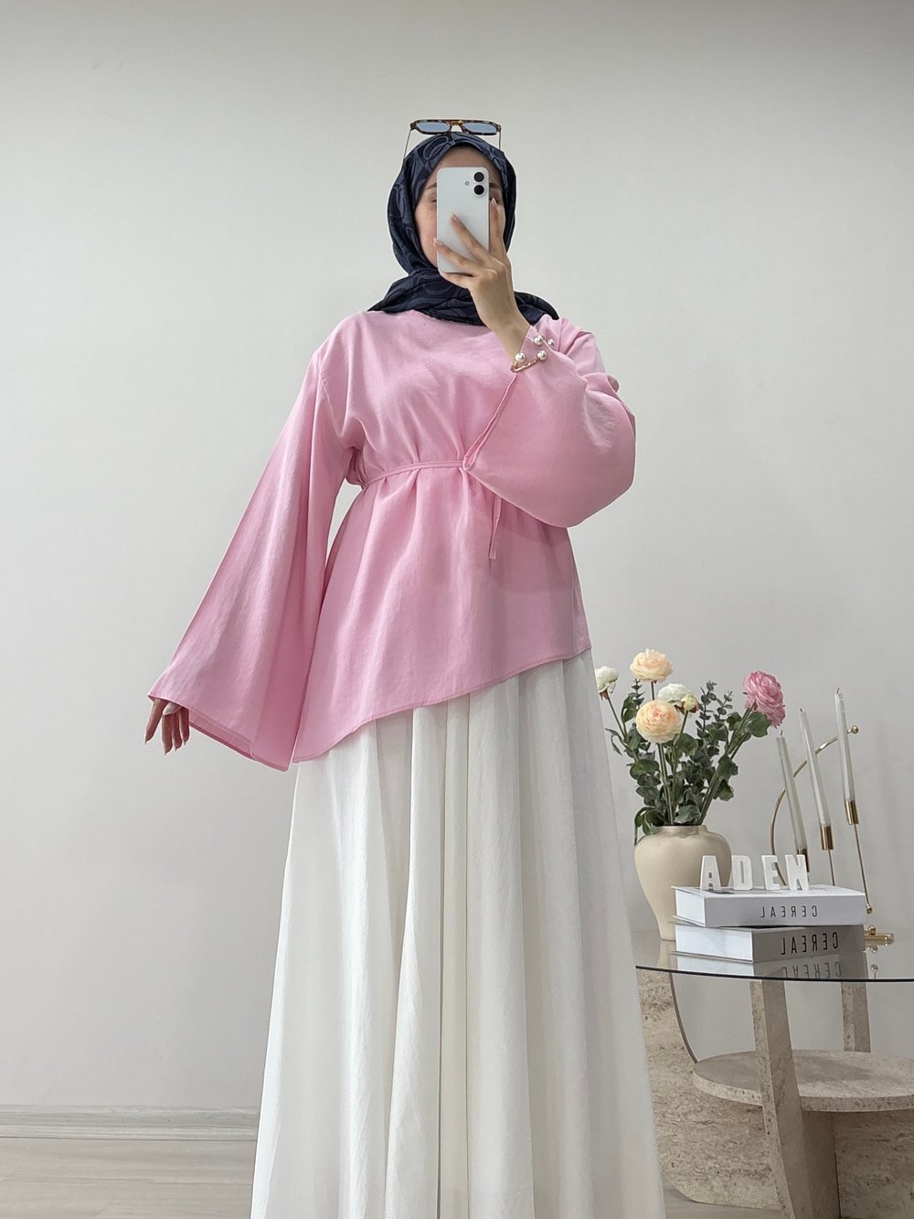 ASİMETRİK KESİM TUNİK PEMBE