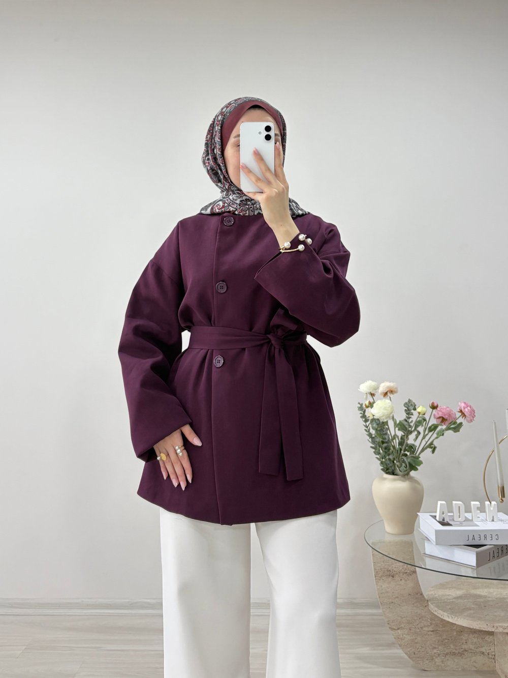 ASTARLI DÜĞMELİ CEKET BORDO