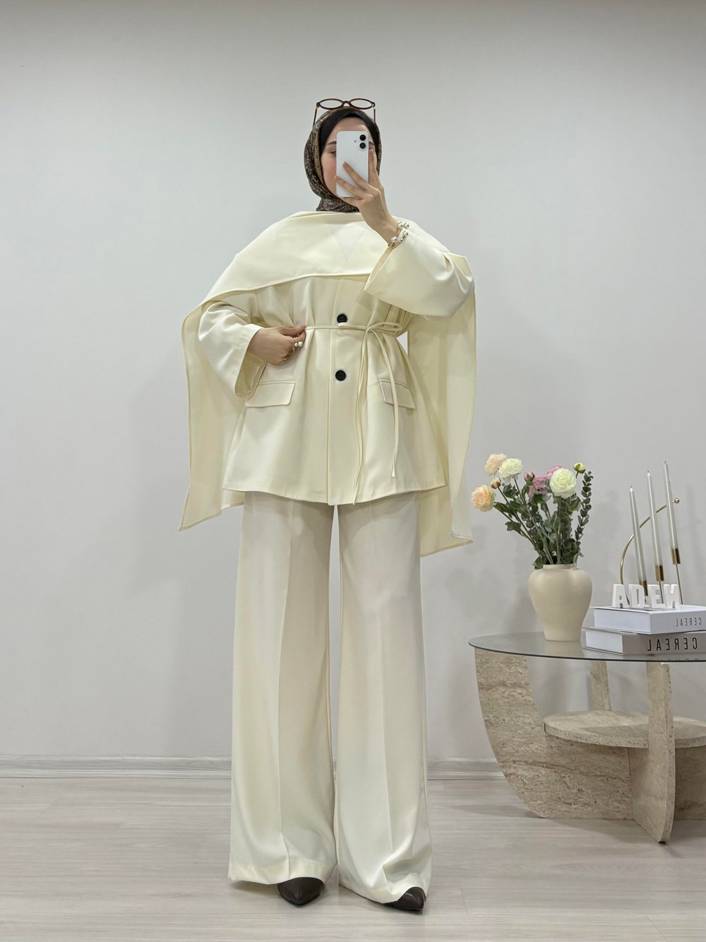 ATKILI BLAZER CEKET TAKIM KREM