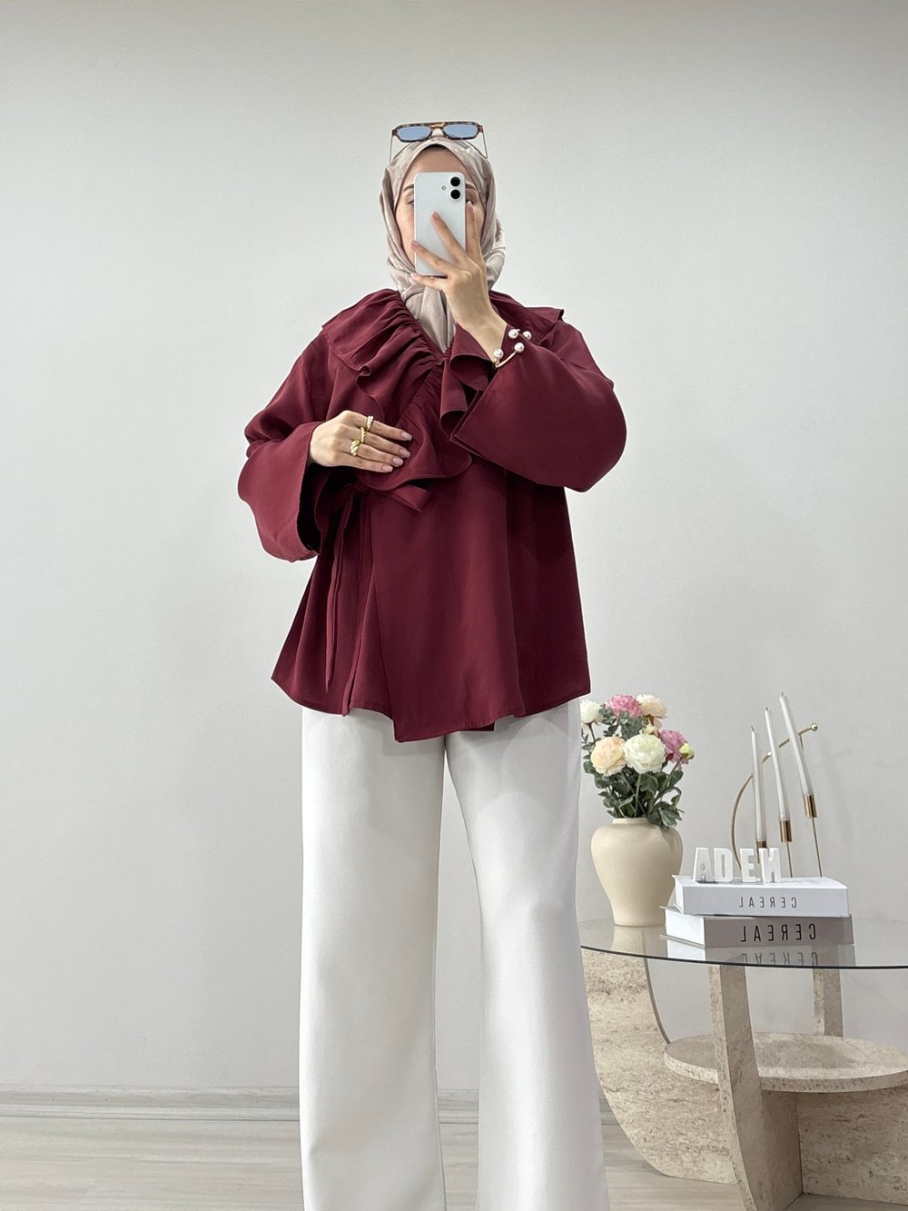 YAKASI FIRFIRLI MODAL KİMONO BORDO