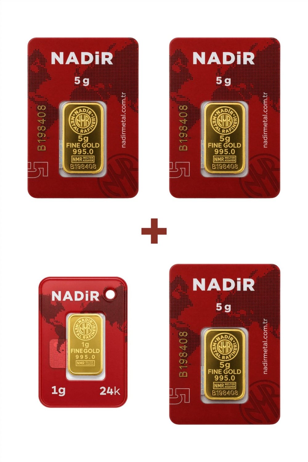 24 Ayar 16 Gram Külçe Altın (3 Adet 5 Gram Külçe Altın + 1 Adet 1 Gram Külçe Altın )