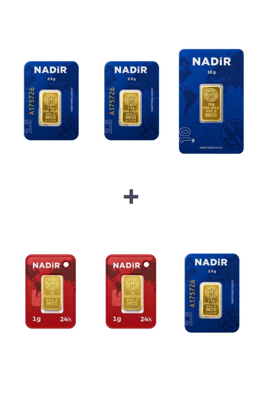 Nadir Gold 24 Ayar 19,5 Gram Altın (1 Ad 10 Gram Altın + 3 Ad 2,5 Gram Altın + 2 Ad 1 Gram Altın )