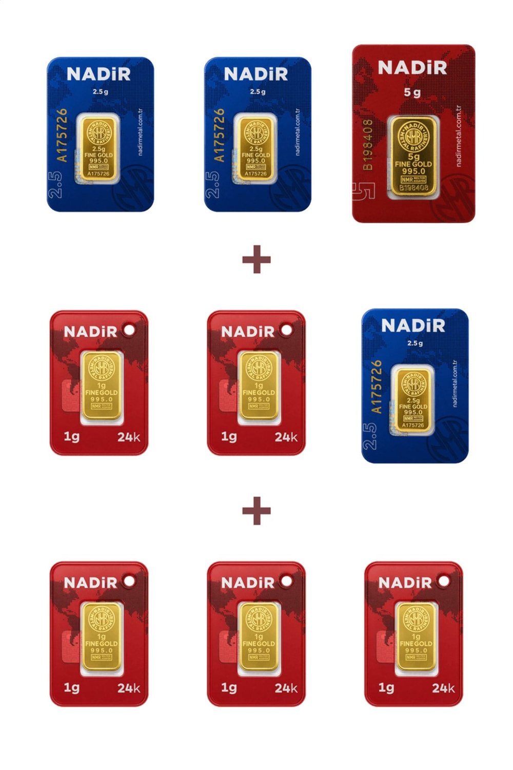 24 Ayar 17,5 Gram Altın (1 Ad 5 Gram Altın + 3 Ad 2,5 Gram Altın + 5 Ad 1 Gram Altın )
