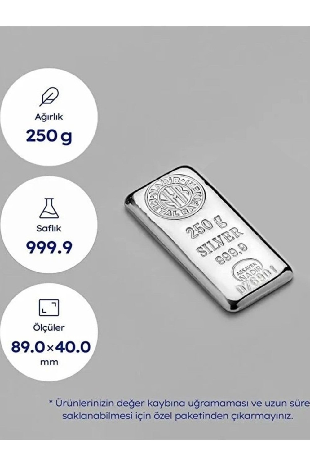 250 Gr Gümüş Külçe