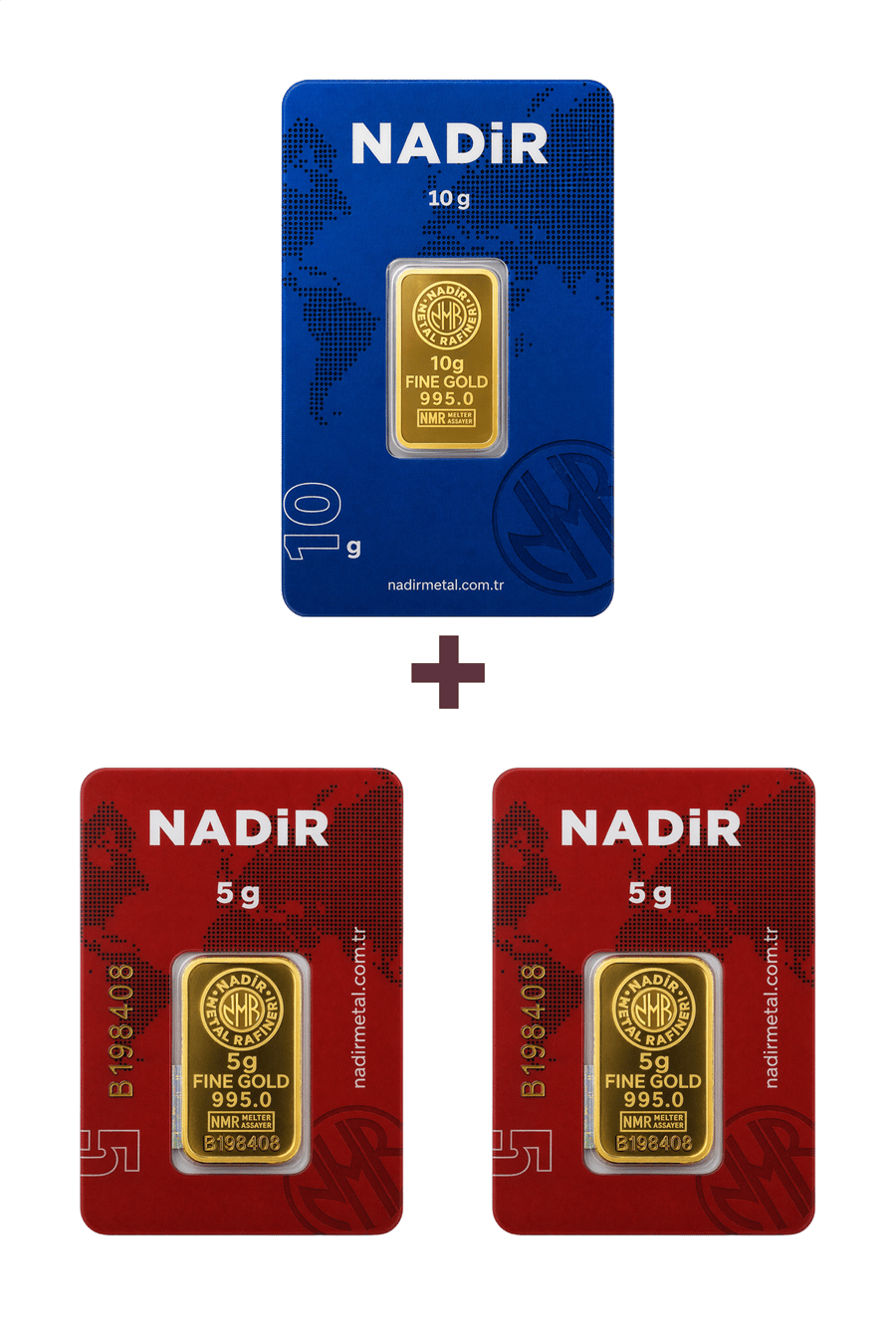Nadir Gold 24 Ayar 20 Gram Külçe Altın (1 Adet 10 Gram Külçe Altın + 2 Adet 5 Gram Külçe Altın )