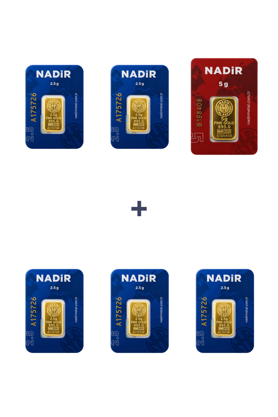 Nadir Gold 24 Ayar 17,5 Gram Külçe Altın (1 Adet 5 Gram Külçe Altın + 5 Adet 2,5 Gram Külçe Altın )