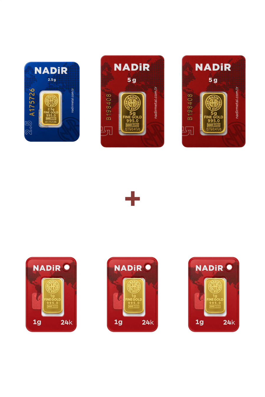 Nadir Gold 24 Ayar 15,5 Gram Altın (2 Ad 5 Gram Altın + 1 Ad 2,5 Gram Altın + 3 Ad 1 Gram Altın )