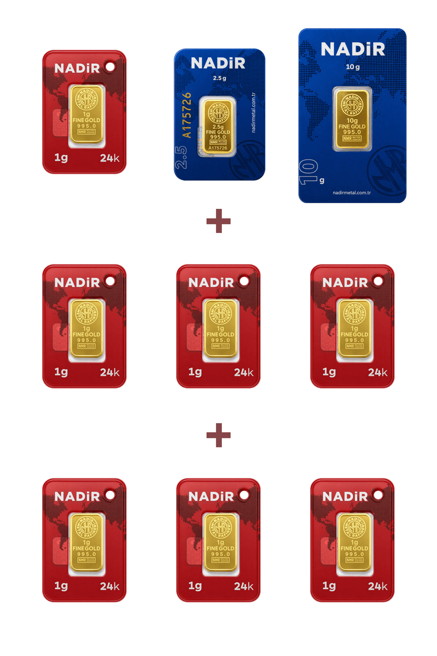 Nadir Gold 24 Ayar 19,5 Gram Altın (1 Ad 10 Gram Altın + 1 Ad 2,5 Gram Altın + 7 Ad 1 Gram Altın )