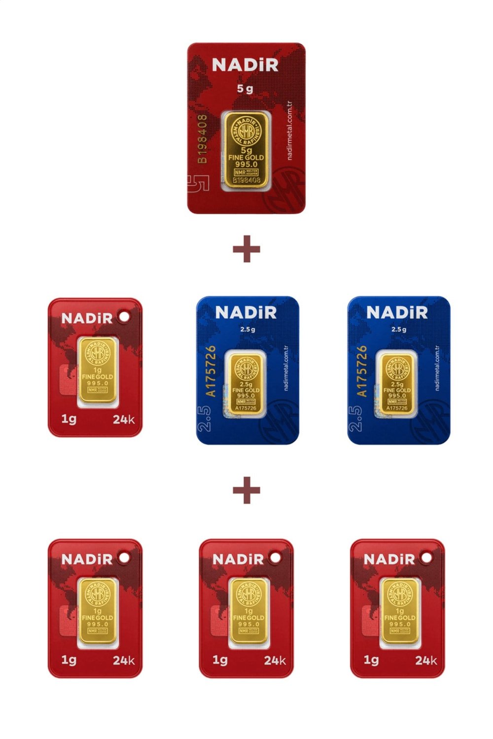 24 Ayar 14 Gram Külçe Altın (1 Adet 5 Gram Külçe Altın + 2 Adet 2,5 Gram Külçe Altın + 4