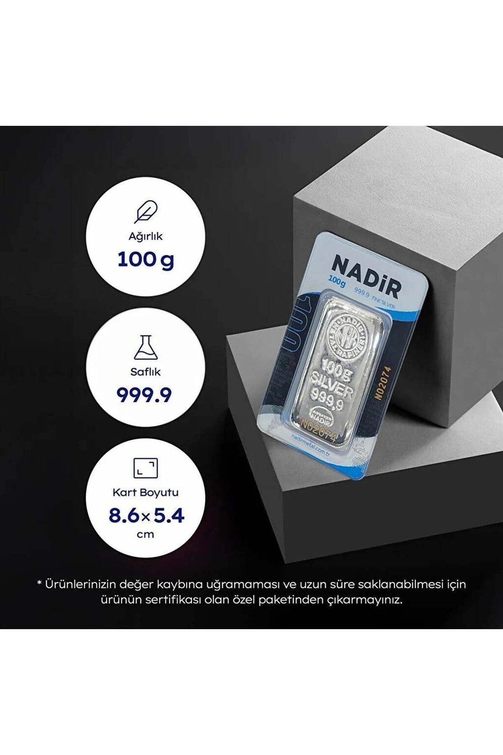 Nadir 100 Gram Külçe Gümüş