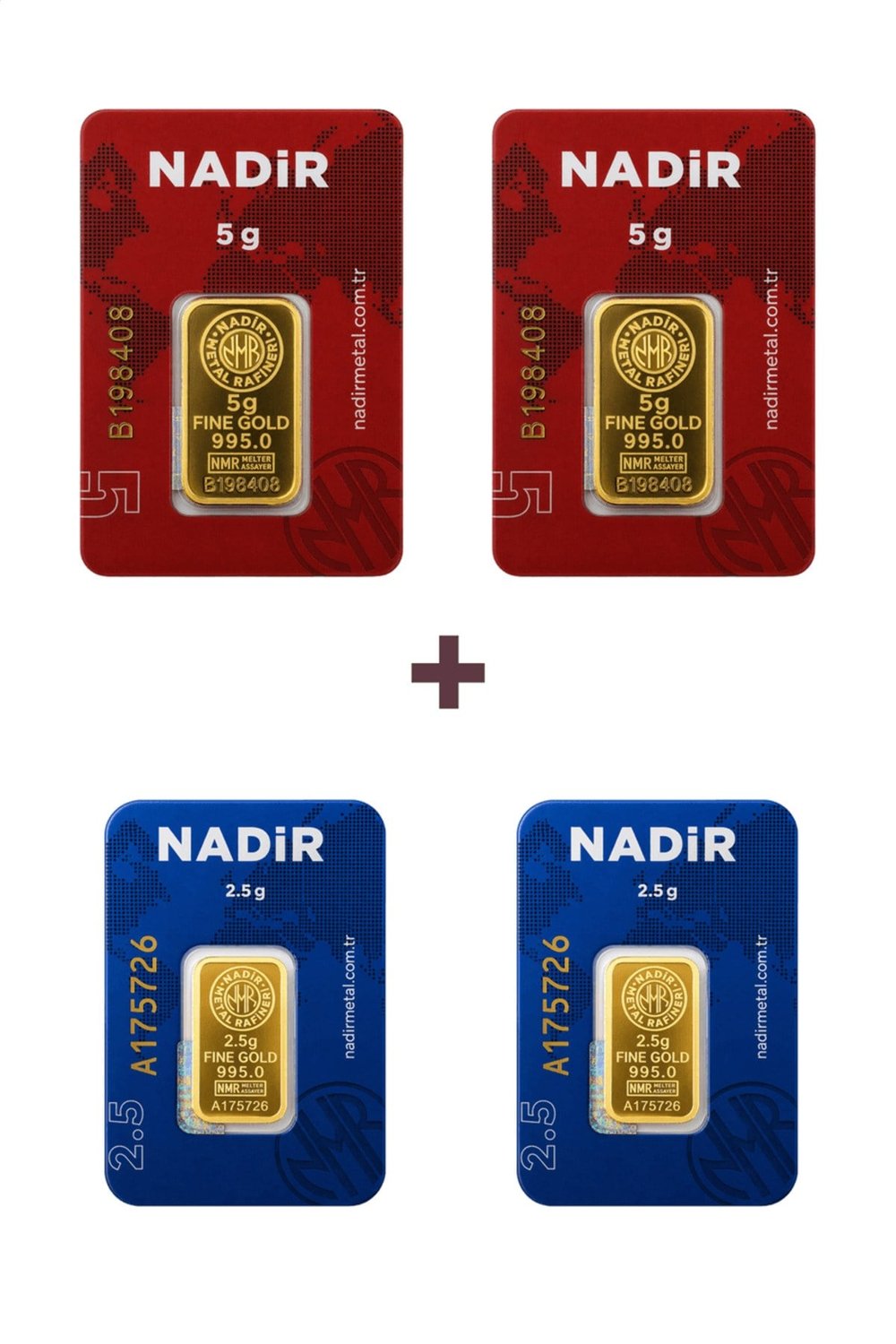 24 Ayar 15 Gram Külçe Altın (2 Adet 5 Gram Külçe Altın + 2 Adet 2,5 Gram Külçe Altın )