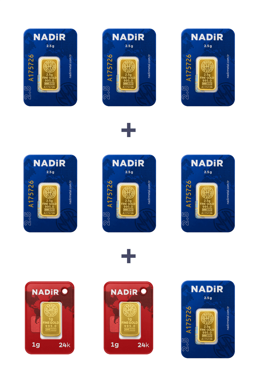 Nadir Gold 24 Ayar 19,5 Gram Külçe Altın (7 Adet 2,5 Gram Külçe Altın + 2 Adet 1 Gram Külçe Altın )