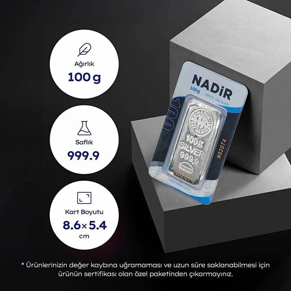 Nadir 100 Gram Külçe Gümüş