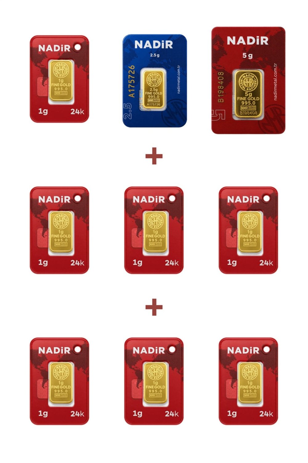 24 Ayar 14,5 Gram Altın (1 Ad 5 Gram Altın + 1 Ad 2,5 Gram Altın + 7 Ad 1 Gram Altın )
