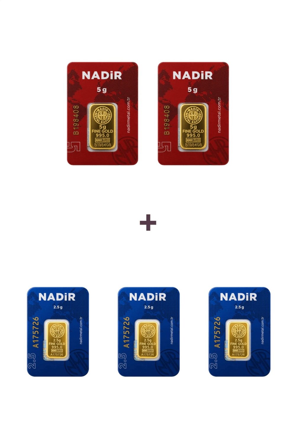 24 Ayar 17,5 Gram Külçe Altın (2 Adet 5 Gram Külçe Altın + 3 Adet 2,5 Gram Külçe Altın )