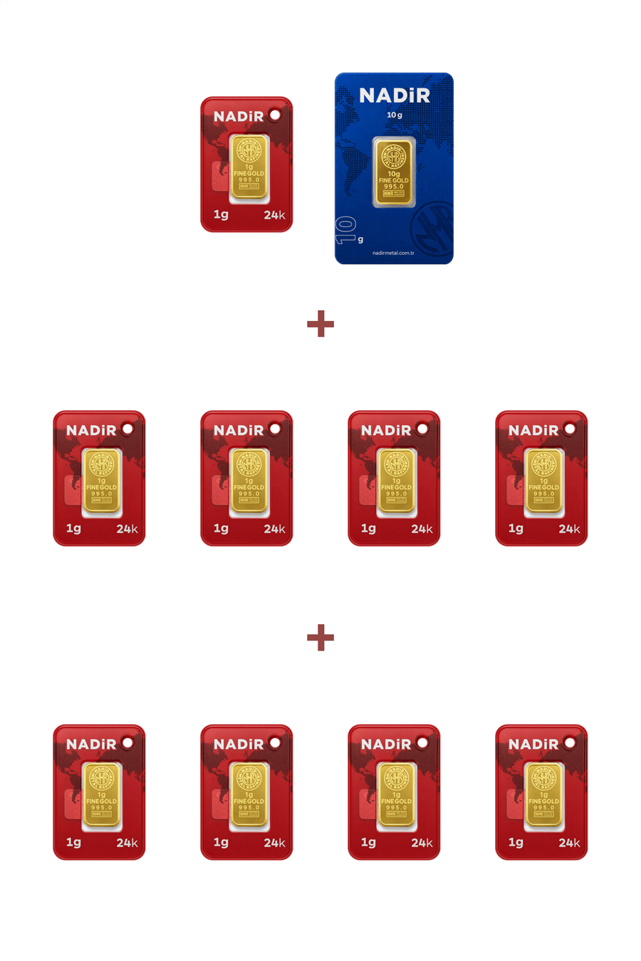 Nadir Gold 24 Ayar 19 Gram Külçe Altın (1 Adet 10 Gram Külçe Altın + 9 Adet 1 Gram Külçe Altın )