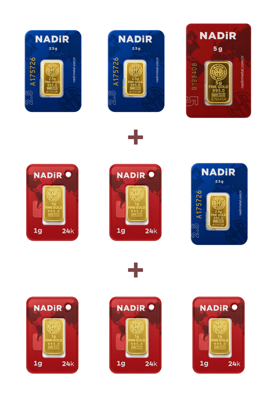 Nadir Gold 24 Ayar 17,5 Gram Altın (1 Ad 5 Gram Altın + 3 Ad 2,5 Gram Altın + 5 Ad 1 Gram Altın )