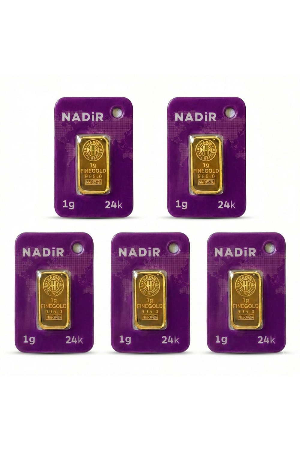 1 Gram Külçe Altın (5 adet) 995 Saflık Sertifikalı