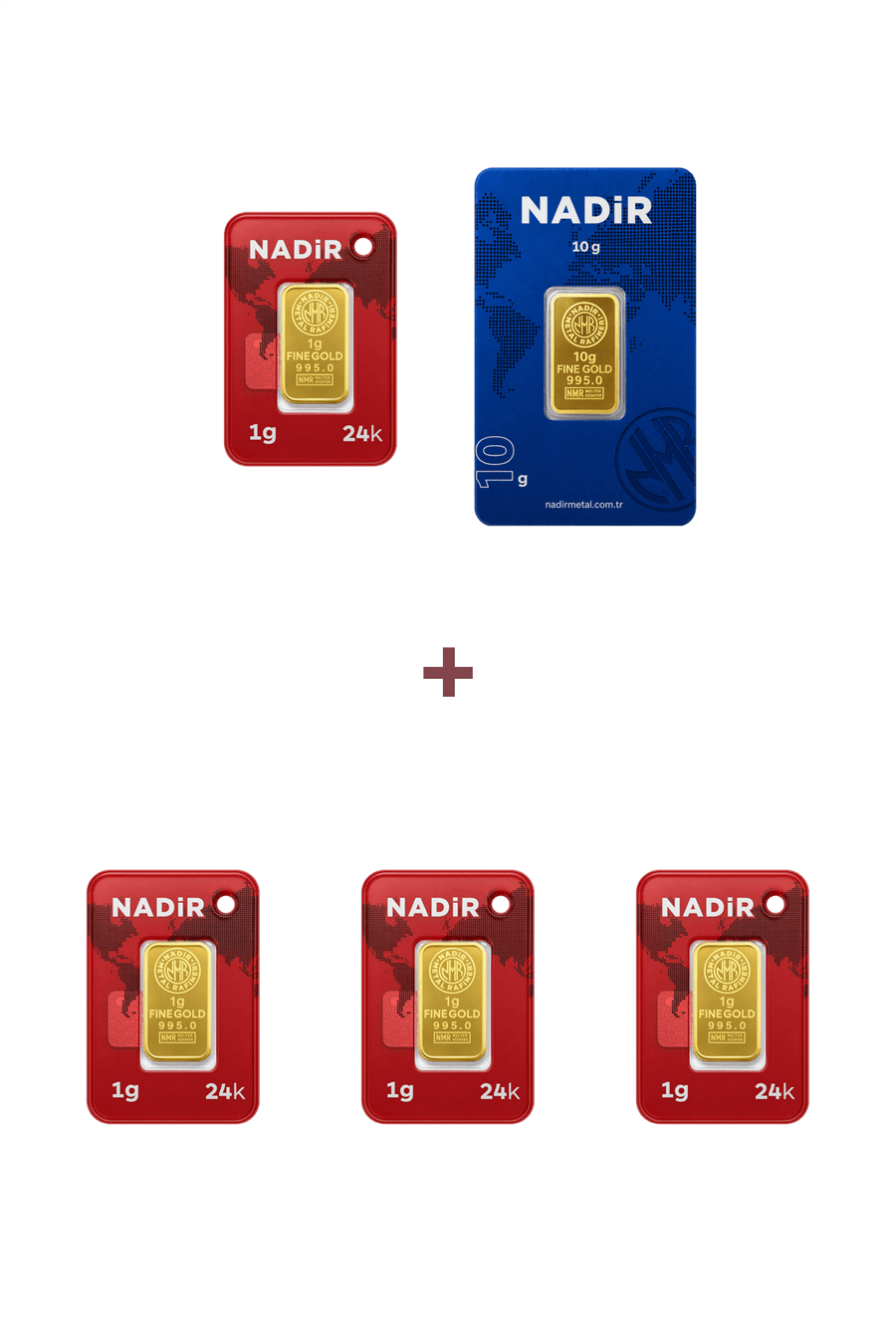 Nadir Gold 24 Ayar 14 Gram Külçe Altın (1 Adet 10 Gram Külçe Altın + 4 Adet 1 Gram Külçe Altın )