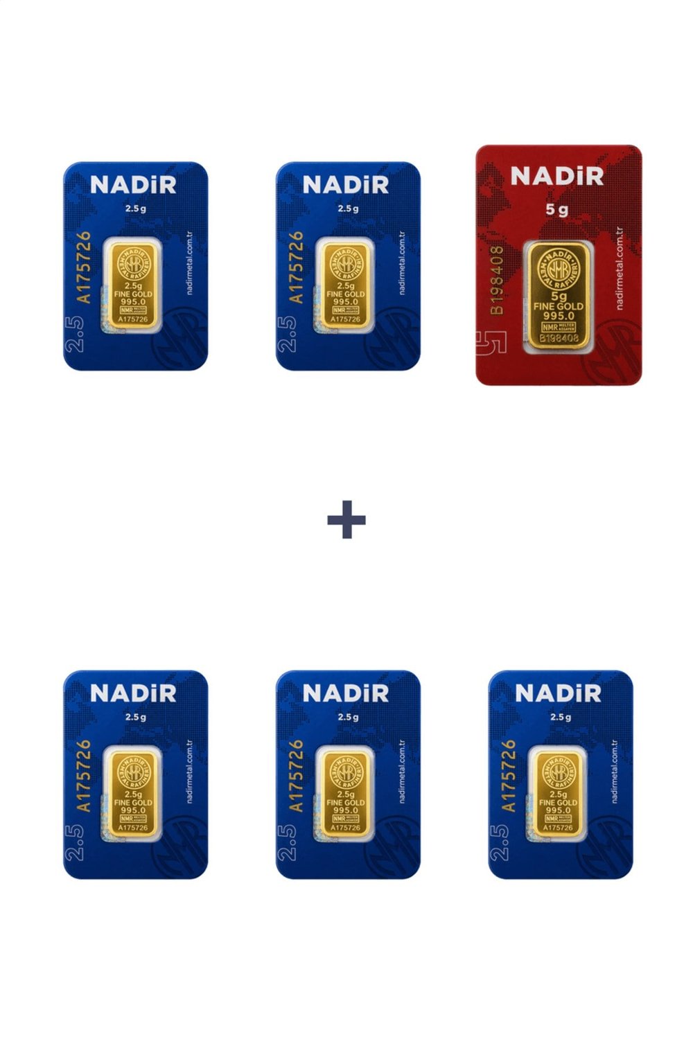 24 Ayar 17,5 Gram Külçe Altın (1 Adet 5 Gram Külçe Altın + 5 Adet 2,5 Gram Külçe Altın )