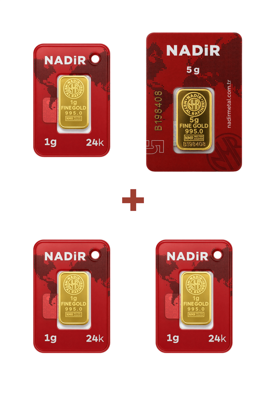 Nadir Gold 24 Ayar 8 Gram Külçe Altın (1 Adet 5 Gram Külçe Altın + 3 Adet 1 Gram Külçe Altın )