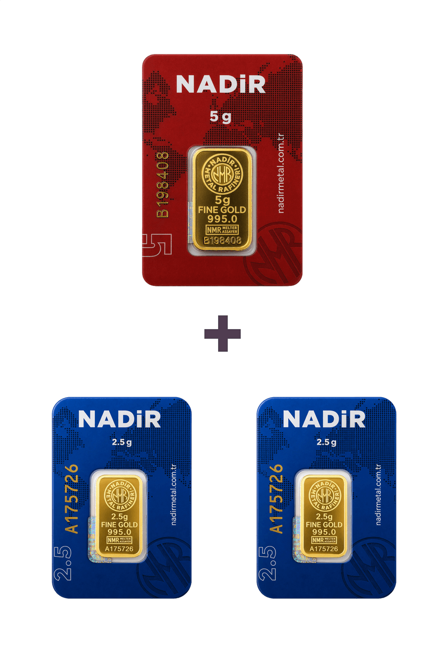 Nadir Gold 24 Ayar 10 Gram Külçe Altın (1 Adet 5 Gram Külçe Altın + 2 Adet 2,5 Gram Külçe Altın )