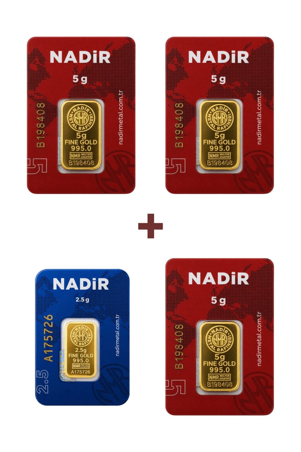 24 Ayar 17,5 Gram Külçe Altın (3 Adet 5 Gram Külçe Altın + 1 Adet 2,5 Gram Külçe Altın )