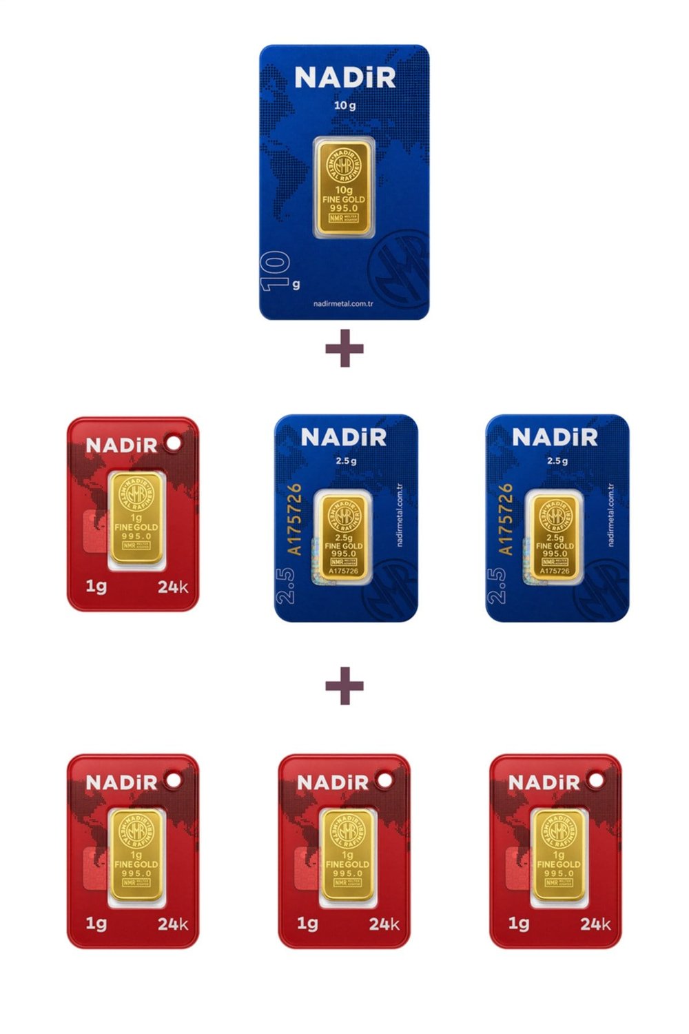 24 Ayar 19 Gram Külçe Altın (1 Adet 10 Gram Külçe Altın + 2 Adet 2,5 Gram Külçe Altın + 4