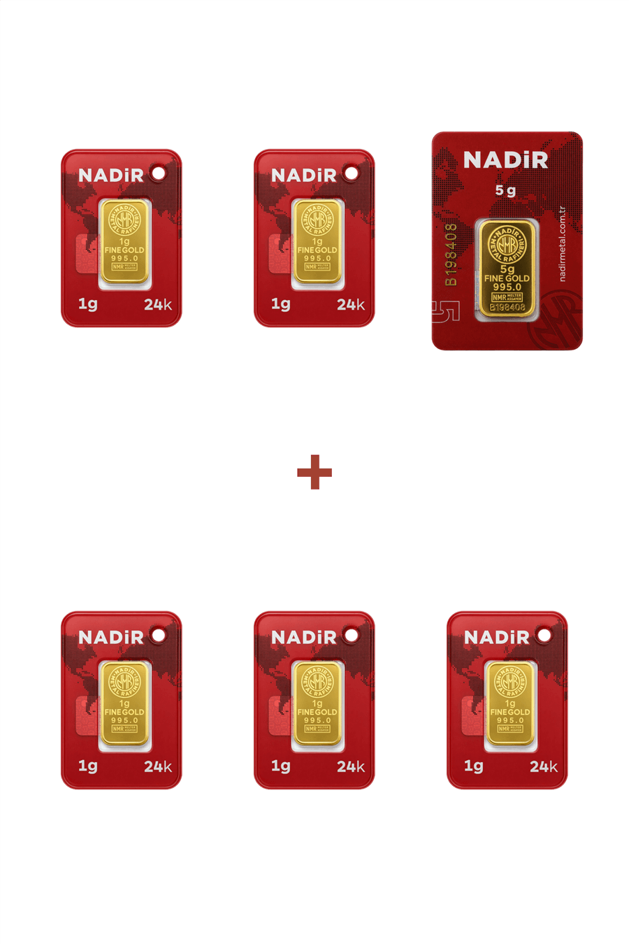 Nadir Gold 24 Ayar 10 Gram Külçe Altın (1 Adet 5 Gram Külçe Altın + 5 Adet 1 Gram Külçe Altın )
