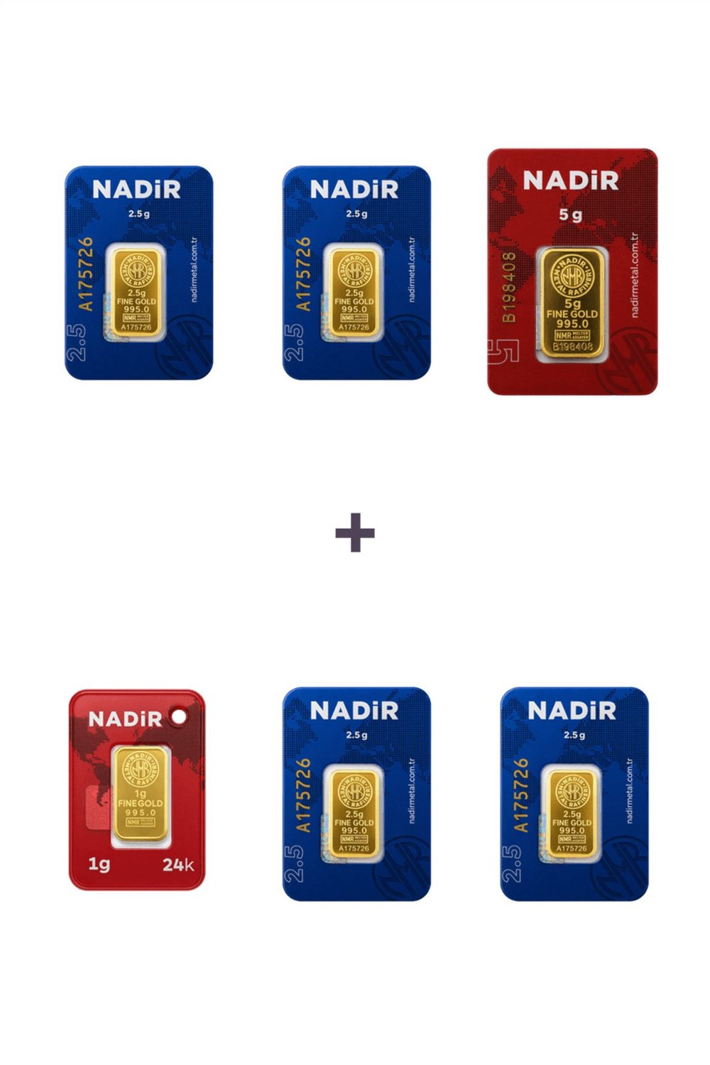 24 Ayar 16 Gram Külçe Altın (1 Adet 5 Gram Külçe Altın + 4 Adet 2,5 Gram Külçe Altın + 1