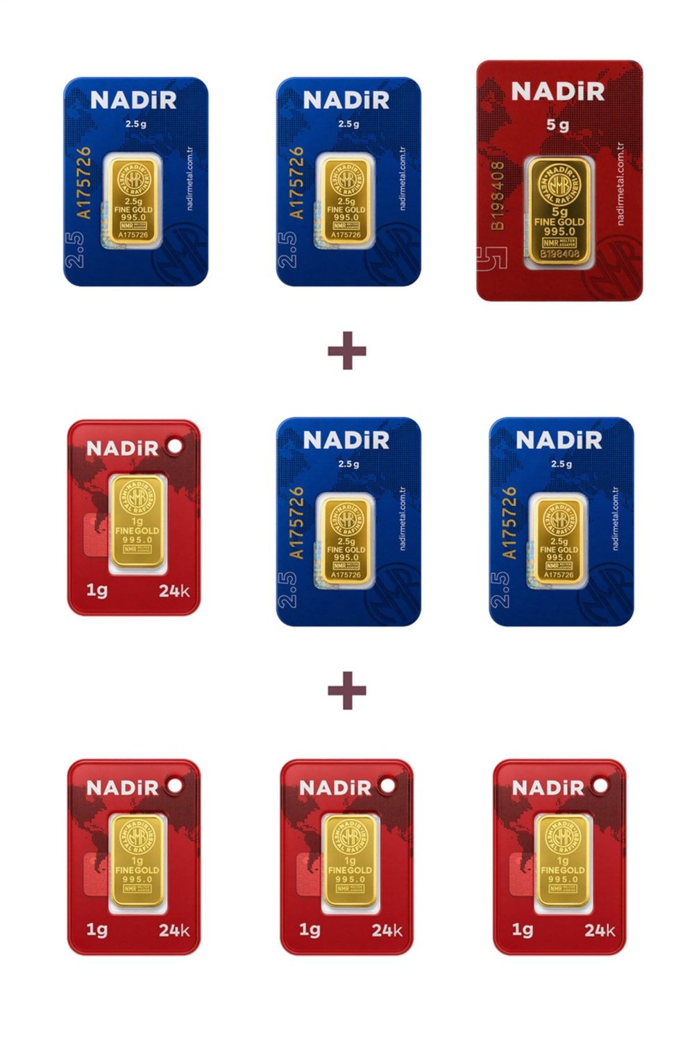 24 Ayar 19 Gram Altın (1 Ad 5 Gram Altın + 4 Ad 2,5 Gram Altın + 4 Ad 1 Gram Altın )