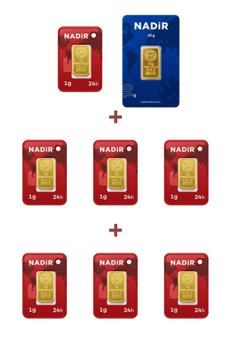 Nadir Gold 24 Ayar 17 Gram Külçe Altın (1 Adet 10 Gram Külçe Altın + 7 Adet 1 Gram Külçe Altın )