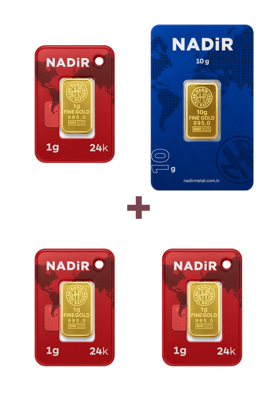 Nadir Gold 24 Ayar 13 Gram Külçe Altın (1 Adet 10 Gram Külçe Altın + 3 Adet 1 Gram Külçe Altın )