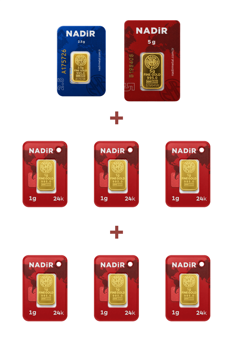 Nadir Gold 24 Ayar 13,5 Gram Altın (1 Ad 5 Gram Altın + 1 Ad 2,5 Gram Altın + 6 Ad 1 Gram Altın )