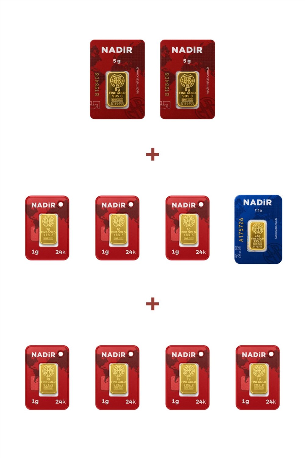 24 Ayar 19,5 Gram Altın (2 Ad 5 Gram Altın + 1 Ad 2,5 Gram Altın + 7 Ad 1 Gram Altın )