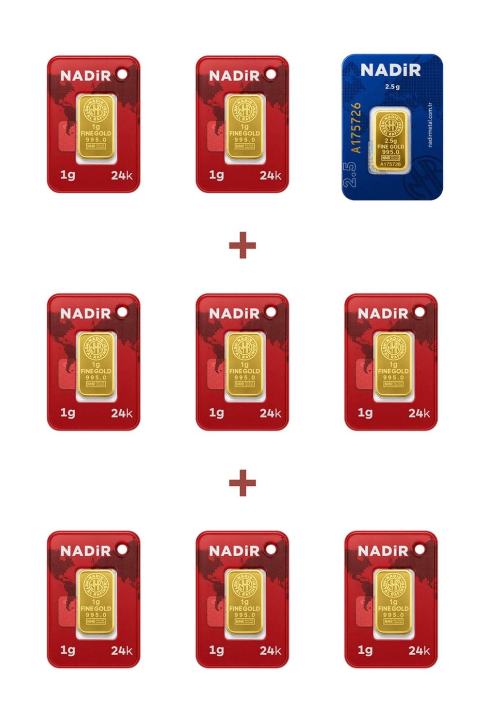 24 Ayar 10,5 Gram Külçe Altın (1 Adet 2,5 Gram Külçe Altın + 8 Adet 1 Gram Külçe Altın )