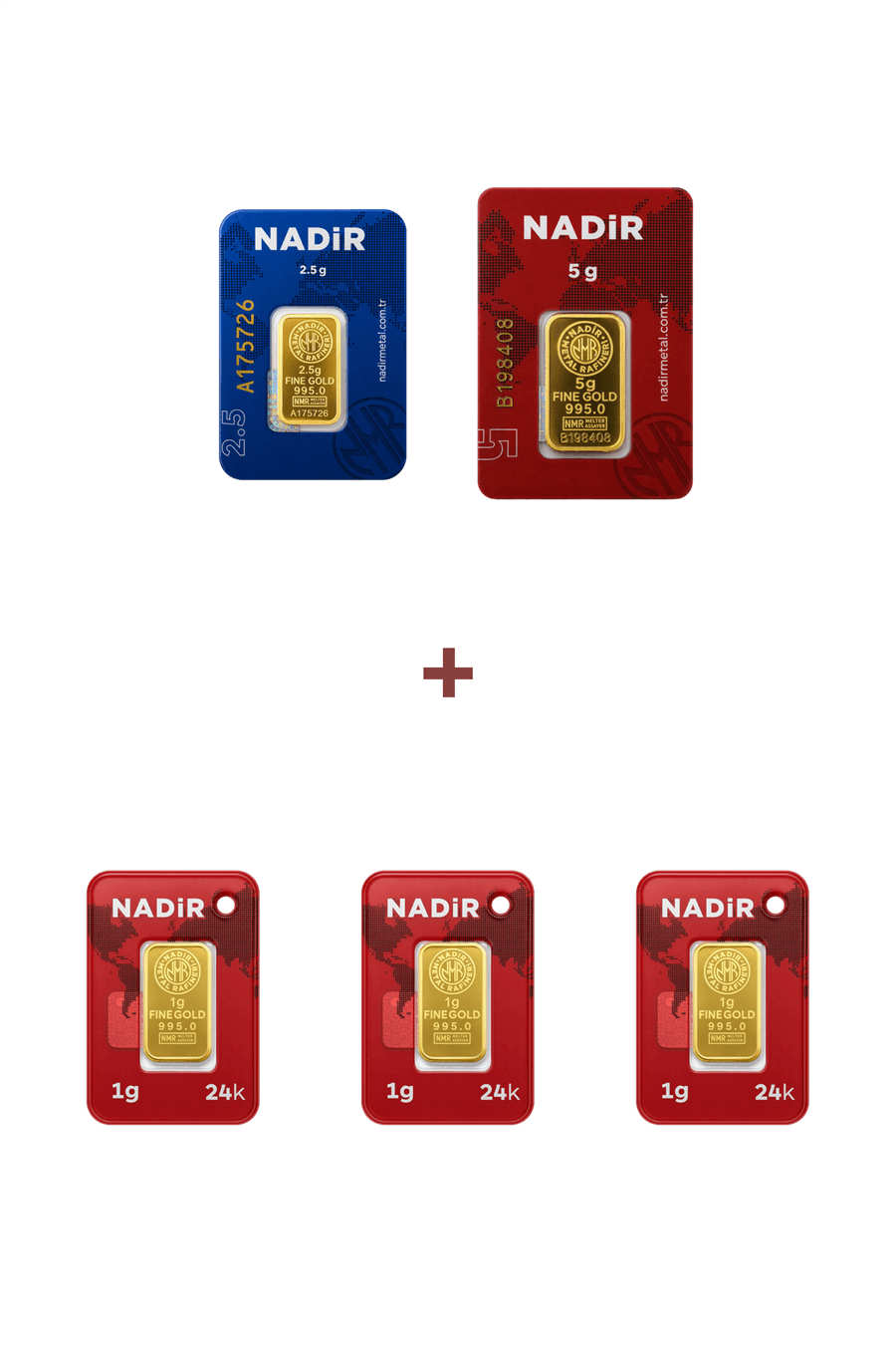 Nadir Gold 24 Ayar 10,5 Gram Altın (1 Ad 5 Gram Altın + 1 Ad 2,5 Gram Altın + 3 Ad 1 Gram Altın )
