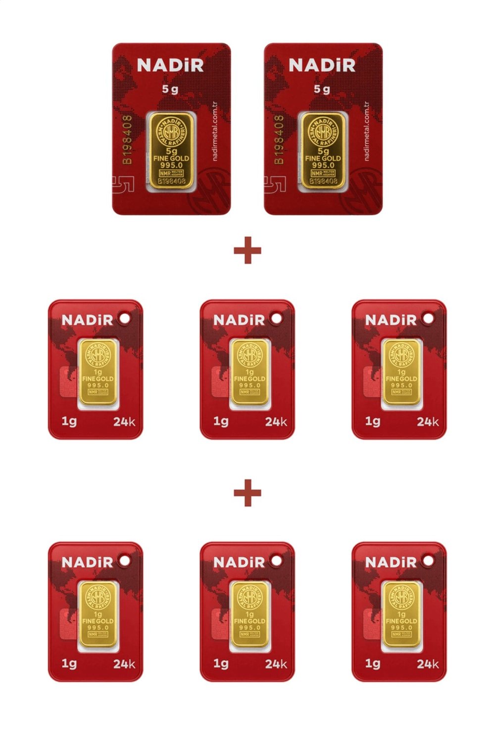 24 Ayar 16 Gram Külçe Altın (2 Adet 5 Gram Külçe Altın + 6 Adet 1 Gram Külçe Altın )