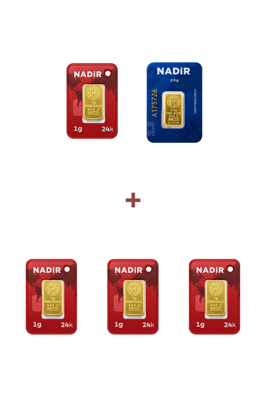 Nadir Gold 24 Ayar 6,5 Gram Külçe Altın (1 Adet 2,5 Gram Külçe Altın + 4 Adet 1 Gram Külçe Altın )
