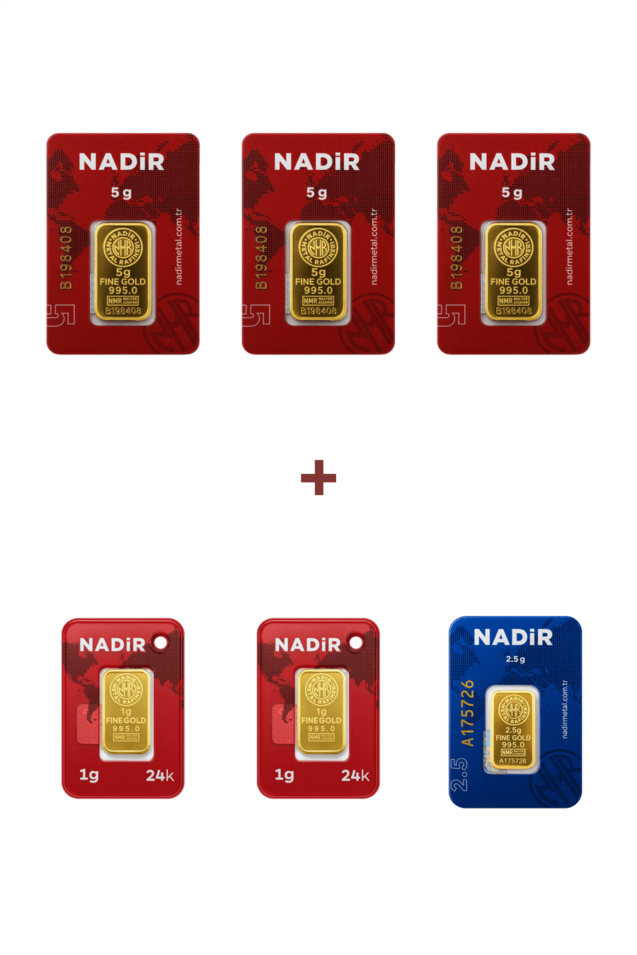 Nadir Gold 24 Ayar 19,5 Gram Altın (3 Ad 5 Gram Altın + 1 Ad 2,5 Gram Altın + 2 Ad 1 Gram Altın )