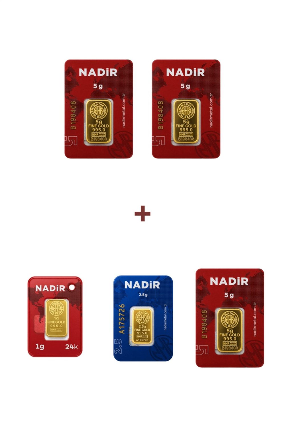 24 Ayar 18,5 Gram Külçe Altın (3 Adet 5 Gram Külçe Altın + 1 Adet 2,5 Gram Külçe Altın +