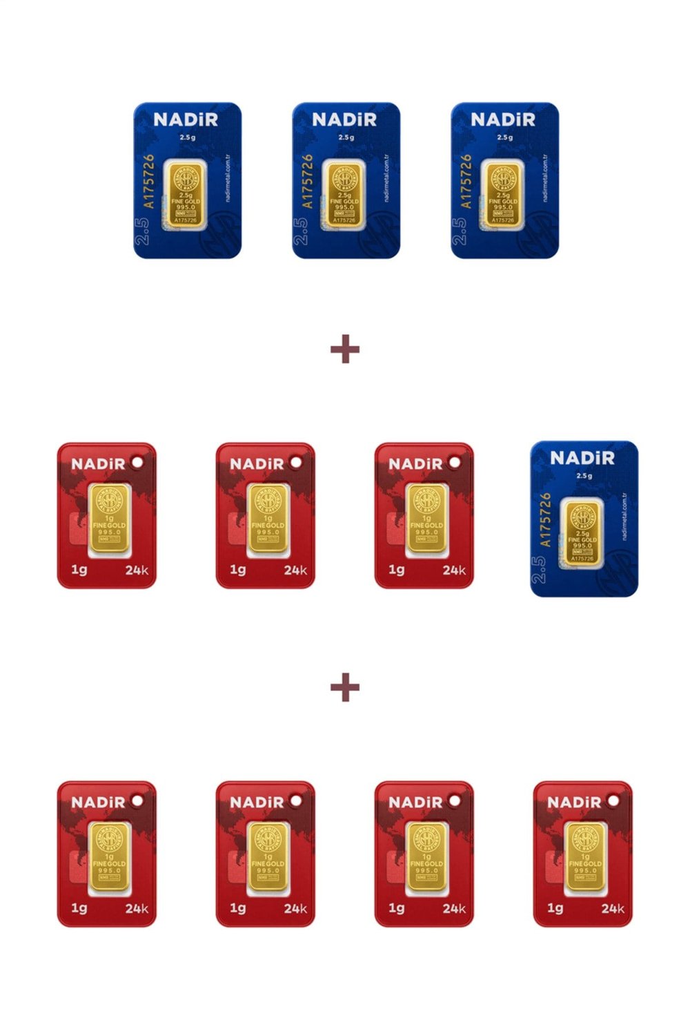 24 Ayar 17 Gram Külçe Altın (4 Adet 2,5 Gram Külçe Altın + 7 Adet 1 Gram Külçe Altın )