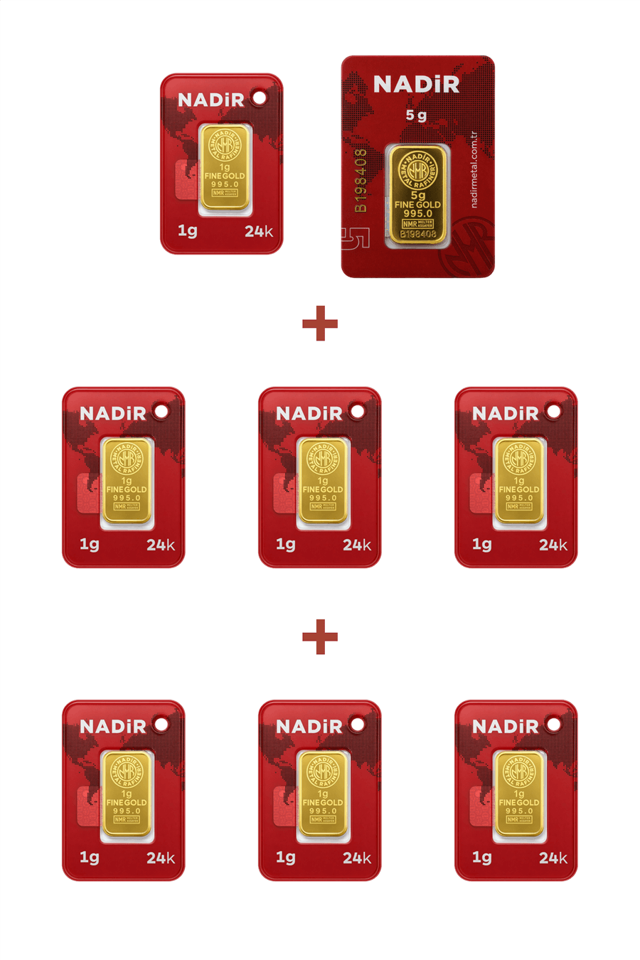 Nadir Gold 24 Ayar 12 Gram Külçe Altın (1 Adet 5 Gram Külçe Altın + 7 Adet 1 Gram Külçe Altın )