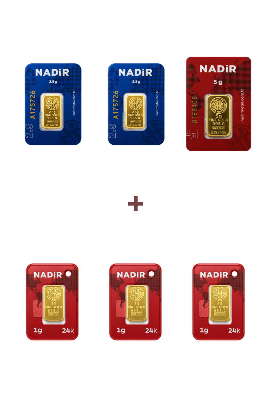 Nadir Gold 24 Ayar 13 Gram Altın (1 Ad 5 Gram Altın + 2 Ad 2,5 Gram Altın + 3 Ad 1 Gram Altın )