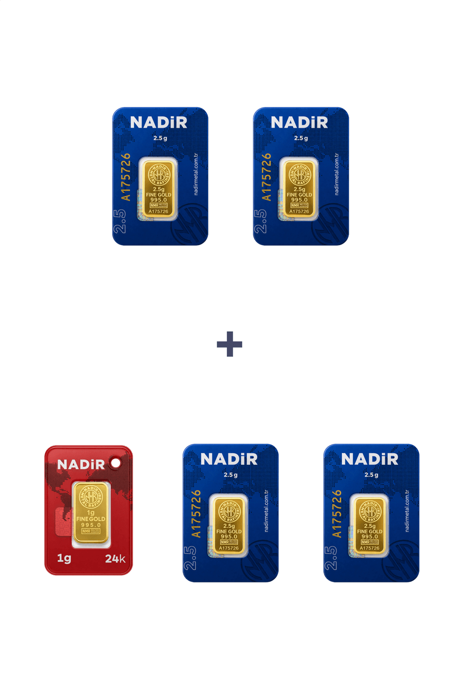 Nadir Gold 24 Ayar 11 Gram Külçe Altın (4 Adet 2,5 Gram Külçe Altın + 1 Adet 1 Gram Külçe Altın )