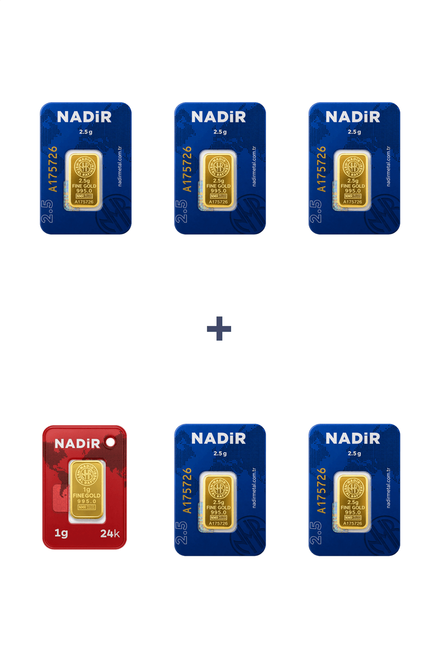 Nadir Gold 24 Ayar 13,5 Gram Külçe Altın (5 Adet 2,5 Gram Külçe Altın + 1 Adet 1 Gram Külçe Altın )