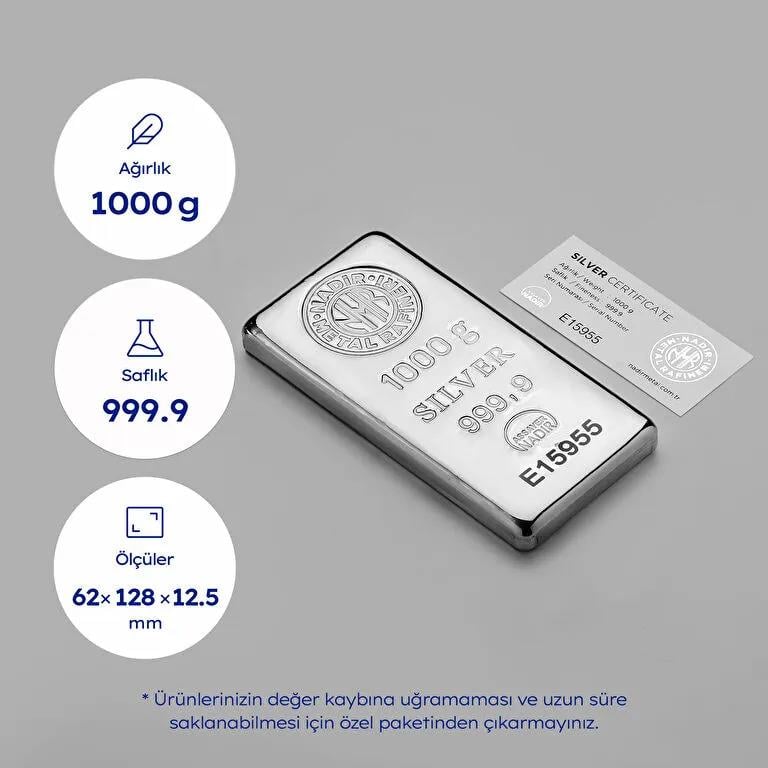 Nadir 1000 Gram (1 kg) Külçe Gümüş