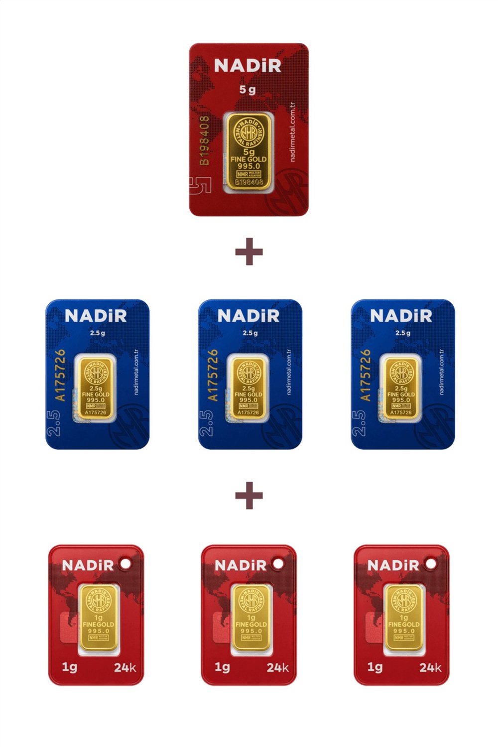 24 Ayar 15,5 Gram Altın (1 Ad 5 Gram Altın + 3 Ad 2,5 Gram Altın + 3 Ad 1 Gram Altın )