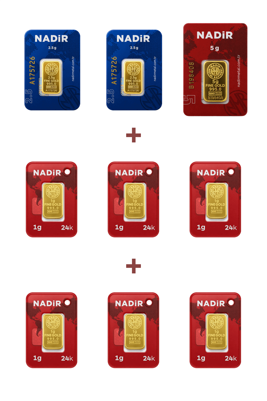 Nadir Gold 24 Ayar 16 Gram Altın (1 Ad 5 Gram Altın + 2 Ad 2,5 Gram Altın + 6 Ad 1 Gram Altın )