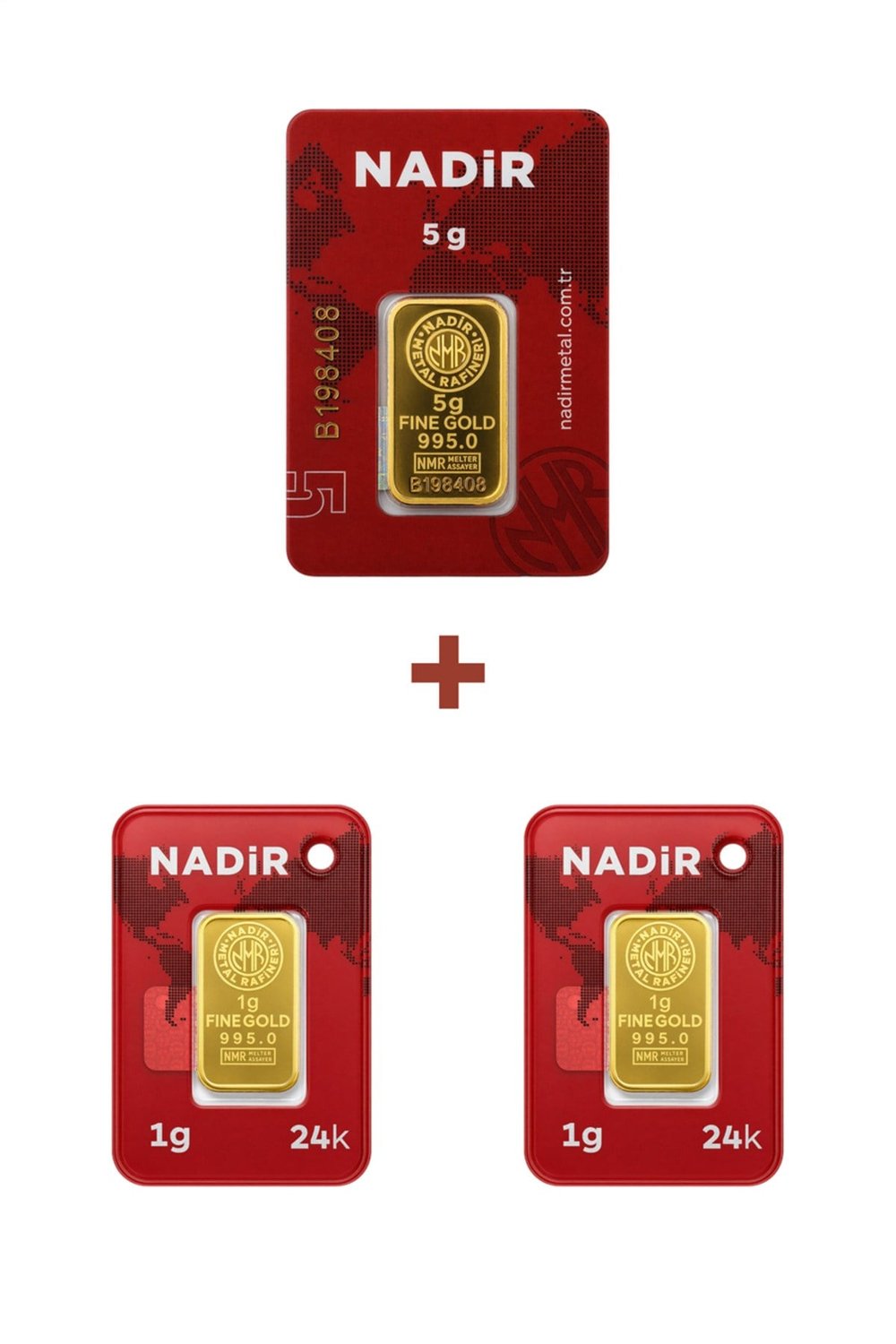 24 Ayar 7 Gram Külçe Altın (1 Adet 5 Gram Külçe Altın + 2 Adet 1 Gram Külçe Altın )